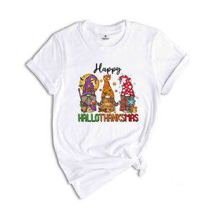 Happy Hallothanksmas Shirt, Gnomes T-Shirt, Thanksgiving Apparel, Christmas Gnomes Shirt, Halloween Gnome Shirt