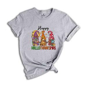 Happy Hallothanksmas Shirt, Gnomes T-Shirt, Thanksgiving Apparel, Christmas Gnomes Shirt, Halloween Gnome Shirt