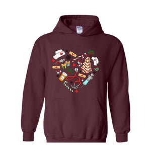 Heart Medical Nurse Christmas Hoodie, Holiday Nurse Hoodie, Christmas Nursing, Santa Nurse Sweater, Nurse Crewneck