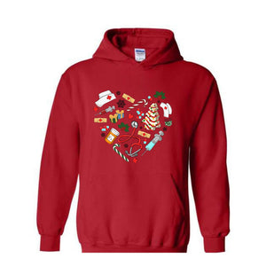Heart Medical Nurse Christmas Hoodie, Holiday Nurse Hoodie, Christmas Nursing, Santa Nurse Sweater, Nurse Crewneck
