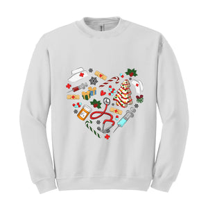 Heart Medical Nurse Christmas Sweatshirt, Holiday Nurse Sweatshirt, Christmas Nursing, Santa Nurse Sweater, Nurse Crewneck