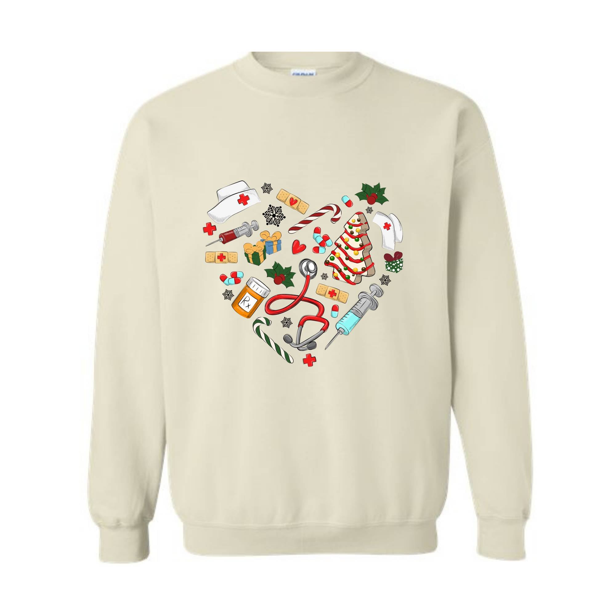 Heart Medical Nurse Christmas Sweatshirt, Holiday Nurse Sweatshirt, Christmas Nursing, Santa Nurse Sweater, Nurse Crewneck