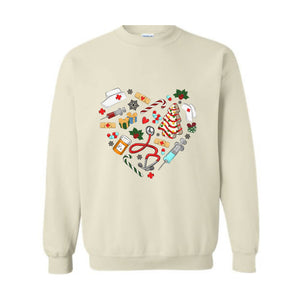 Heart Medical Nurse Christmas Sweatshirt, Holiday Nurse Sweatshirt, Christmas Nursing, Santa Nurse Sweater, Nurse Crewneck