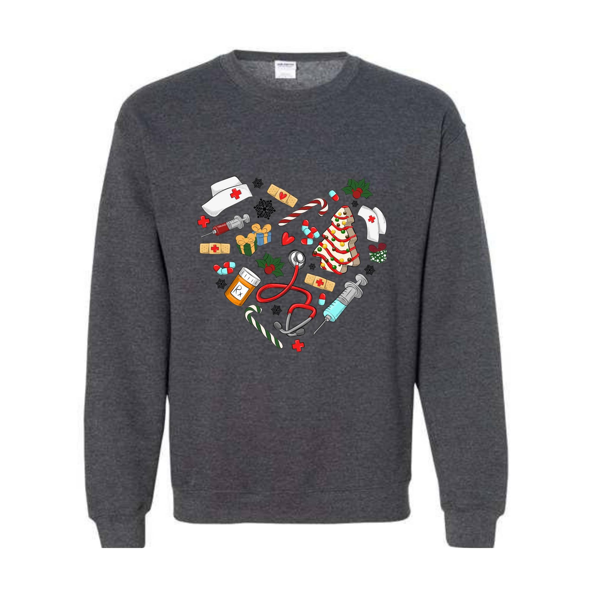 Heart Medical Nurse Christmas Sweatshirt, Holiday Nurse Sweatshirt, Christmas Nursing, Santa Nurse Sweater, Nurse Crewneck