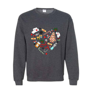 Heart Medical Nurse Christmas Sweatshirt, Holiday Nurse Sweatshirt, Christmas Nursing, Santa Nurse Sweater, Nurse Crewneck