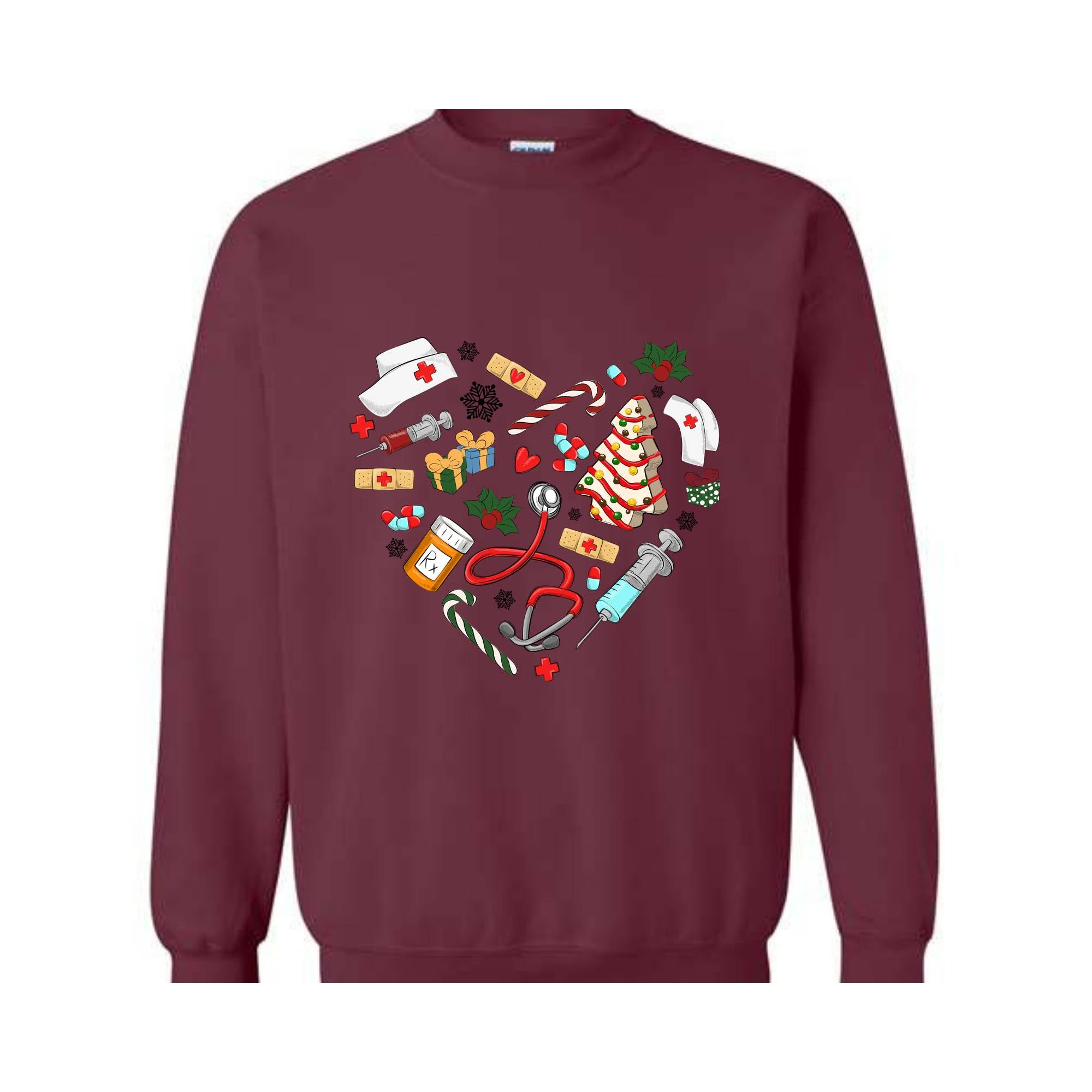 Heart Medical Nurse Christmas Sweatshirt, Holiday Nurse Sweatshirt, Christmas Nursing, Santa Nurse Sweater, Nurse Crewneck