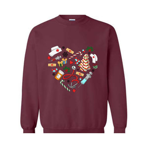 Heart Medical Nurse Christmas Sweatshirt, Holiday Nurse Sweatshirt, Christmas Nursing, Santa Nurse Sweater, Nurse Crewneck