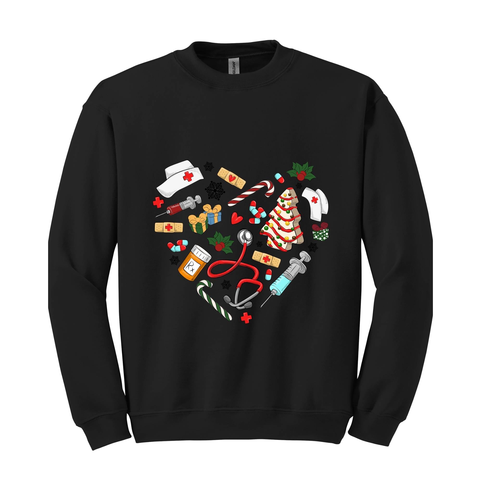 Heart Medical Nurse Christmas Sweatshirt, Holiday Nurse Sweatshirt, Christmas Nursing, Santa Nurse Sweater, Nurse Crewneck