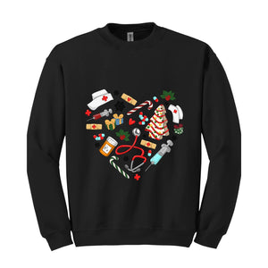 Heart Medical Nurse Christmas Sweatshirt, Holiday Nurse Sweatshirt, Christmas Nursing, Santa Nurse Sweater, Nurse Crewneck