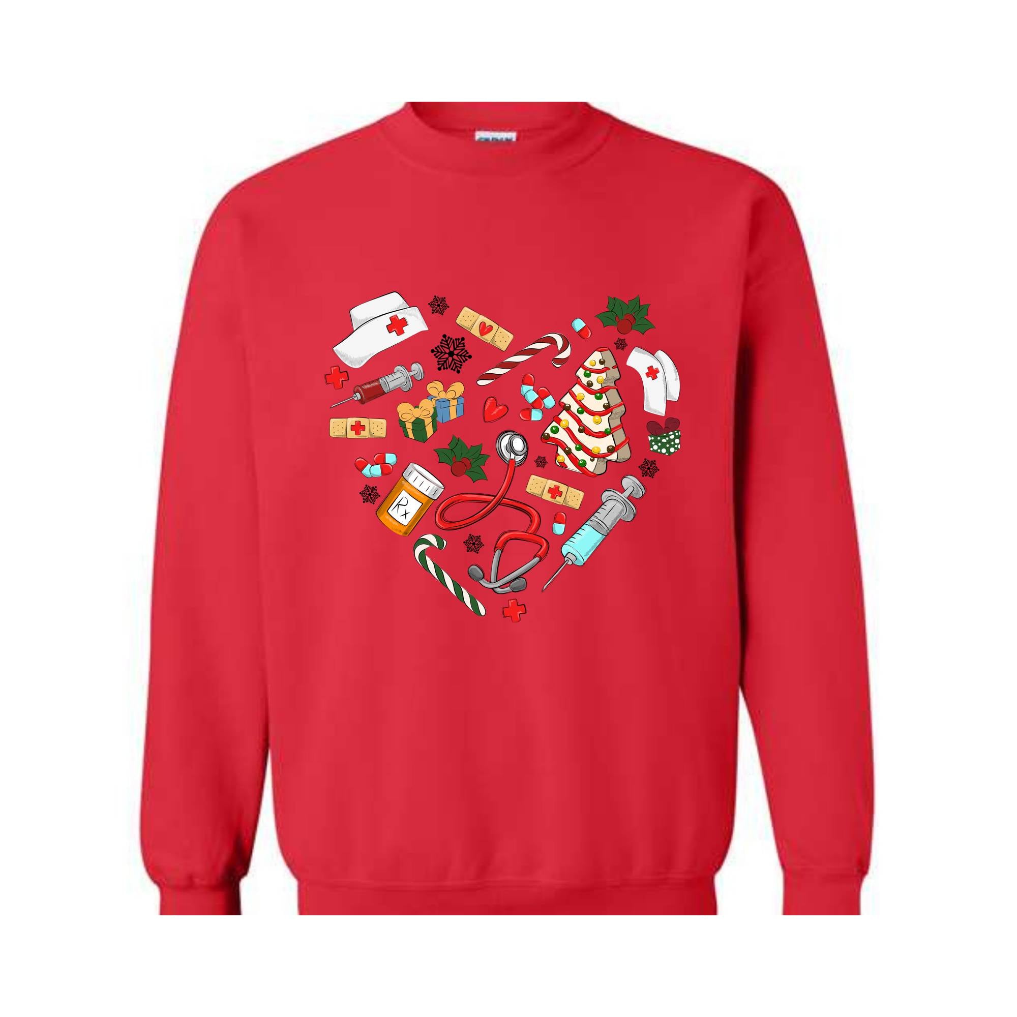 Heart Medical Nurse Christmas Sweatshirt, Holiday Nurse Sweatshirt, Christmas Nursing, Santa Nurse Sweater, Nurse Crewneck