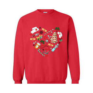 Heart Medical Nurse Christmas Sweatshirt, Holiday Nurse Sweatshirt, Christmas Nursing, Santa Nurse Sweater, Nurse Crewneck