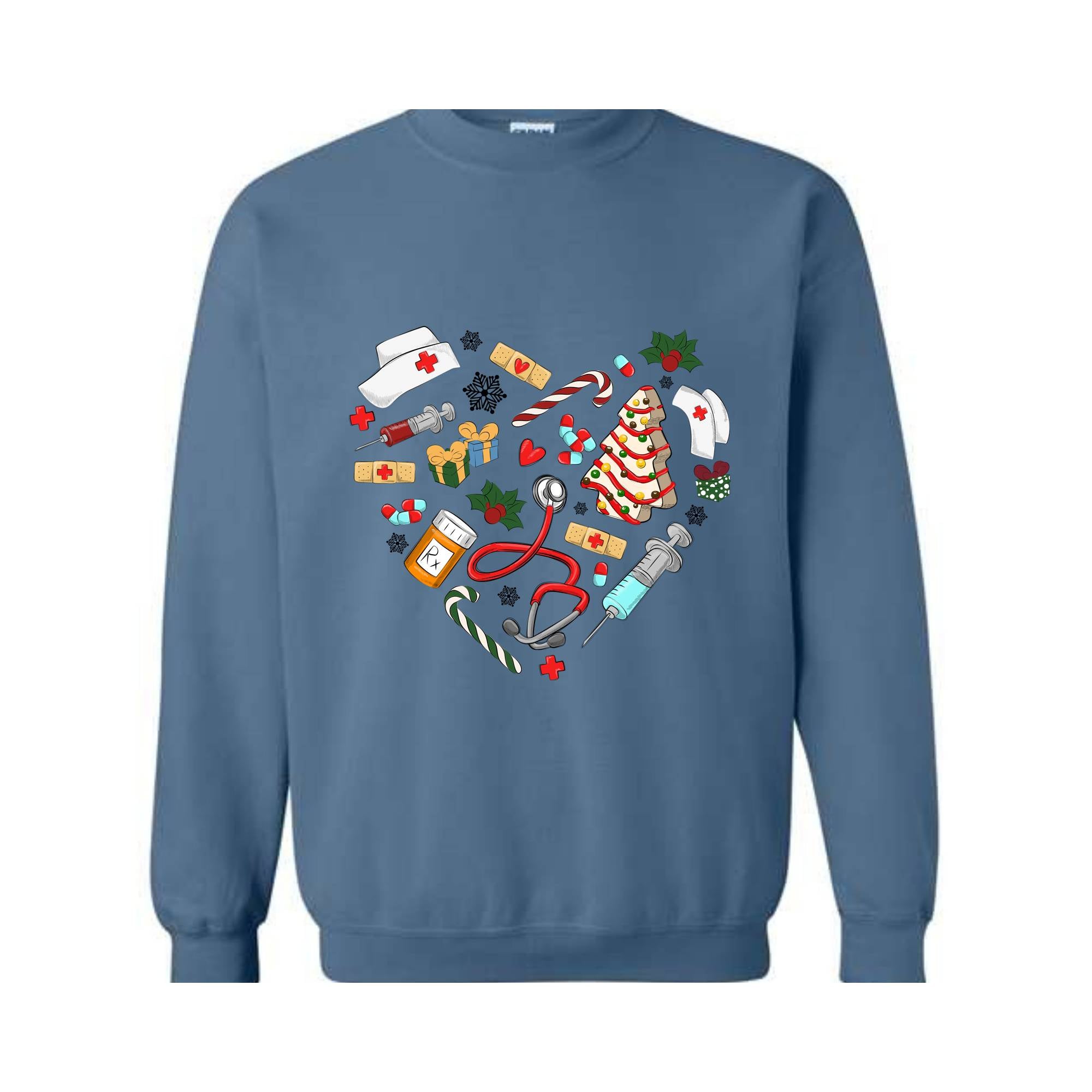 Heart Medical Nurse Christmas Sweatshirt, Holiday Nurse Sweatshirt, Christmas Nursing, Santa Nurse Sweater, Nurse Crewneck