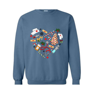 Heart Medical Nurse Christmas Sweatshirt, Holiday Nurse Sweatshirt, Christmas Nursing, Santa Nurse Sweater, Nurse Crewneck