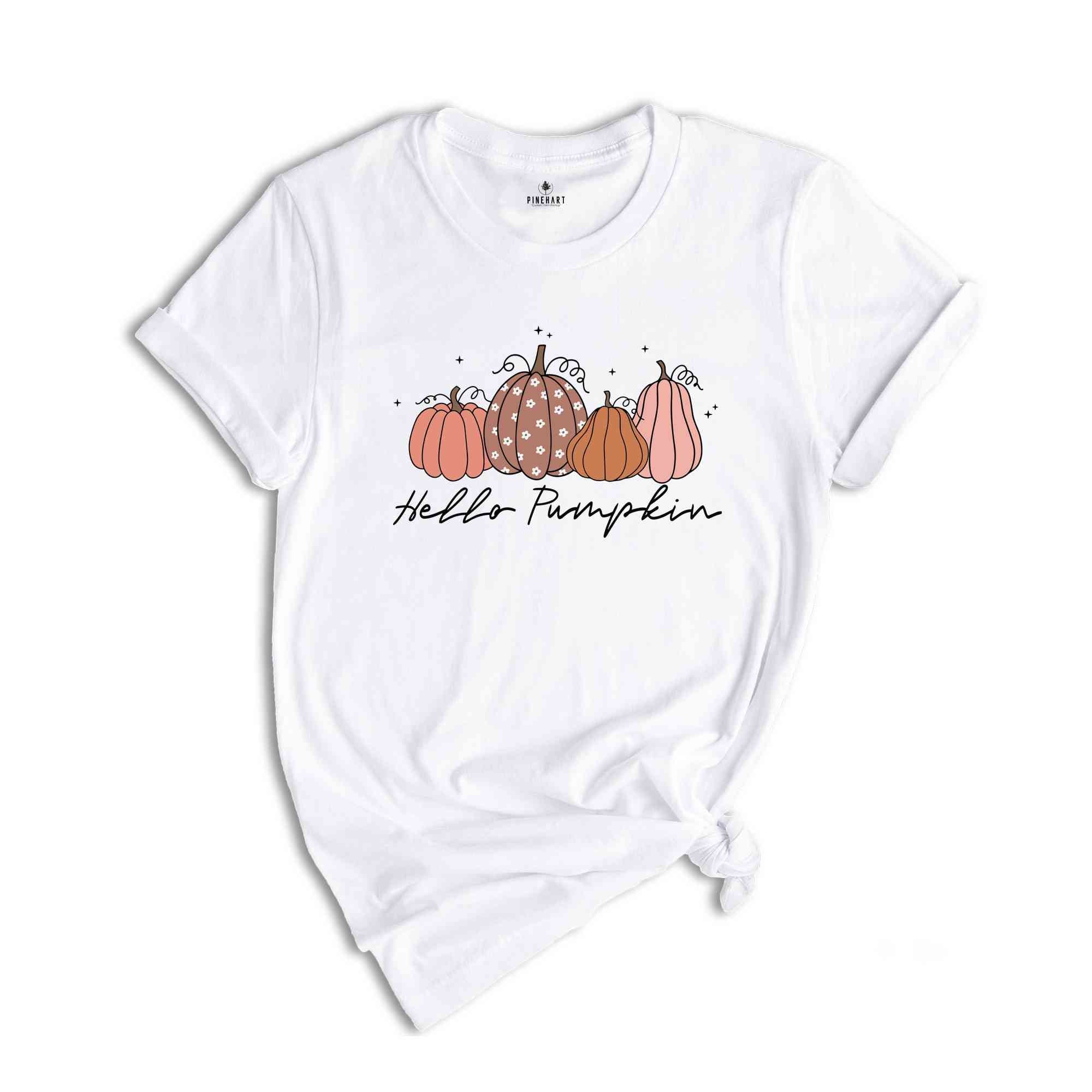 Hello Pumpkin Fall T-Shirt, Autumn Shirt, Pumpkin Lover Gifts, Fall Season Shirt, Thanksgiving Shirt, Pumpkins Tee