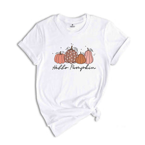 Hello Pumpkin Fall T-Shirt, Autumn Shirt, Pumpkin Lover Gifts, Fall Season Shirt, Thanksgiving Shirt, Pumpkins Tee