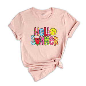 Hello Summer T-Shirt, Summer Break Shirt, Vibrant Summer Shirts, Beach Shirt, Summer Vacation Gifts, Summer Trip Matching Shirts