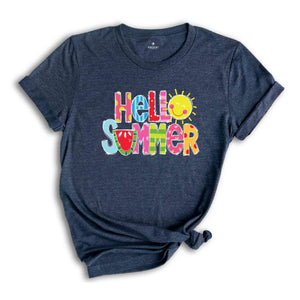 Hello Summer T-Shirt, Summer Break Shirt, Vibrant Summer Shirts, Beach Shirt, Summer Vacation Gifts, Summer Trip Matching Shirts