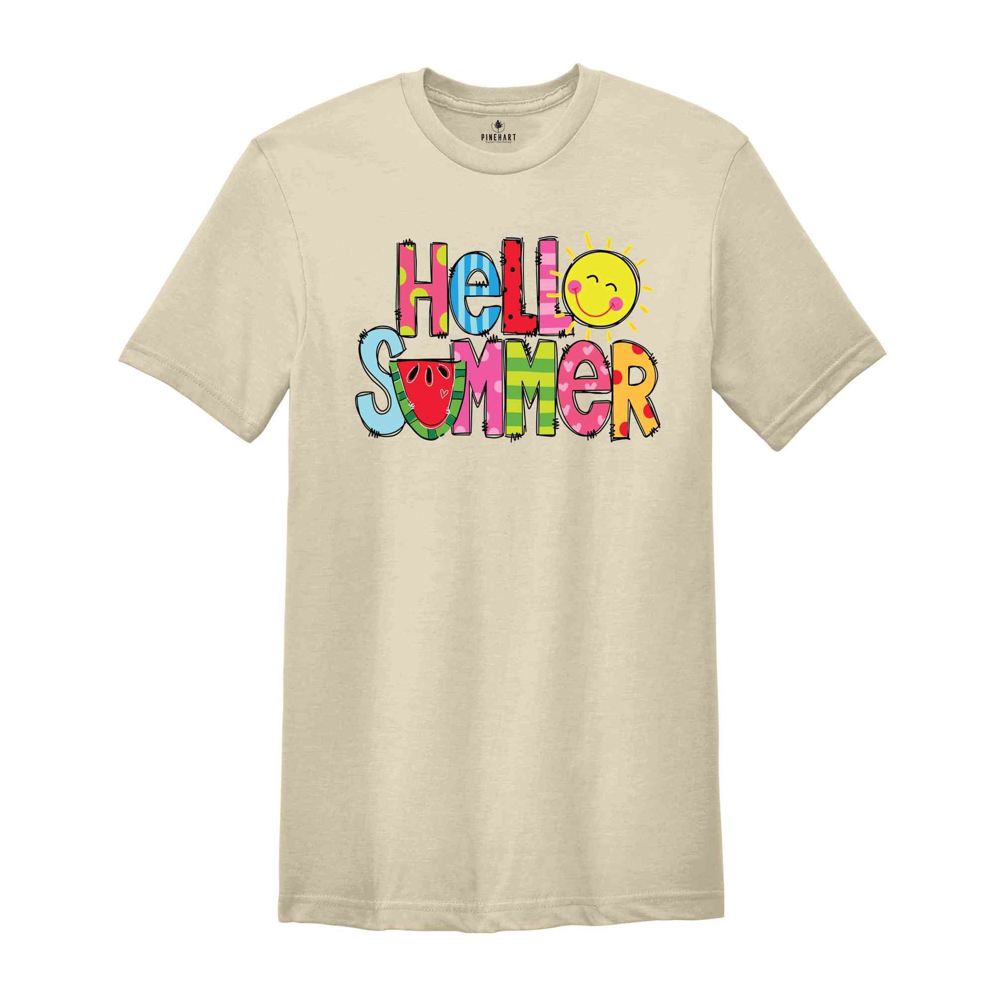 Hello Summer T-Shirt, Summer Break Shirt, Vibrant Summer Shirts, Beach Shirt, Summer Vacation Gifts, Summer Trip Matching Shirts