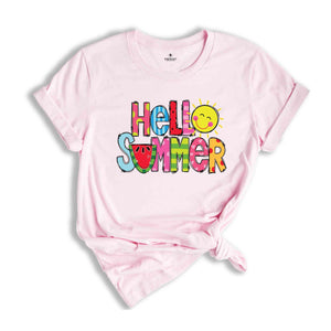 Hello Summer T-Shirt, Summer Break Shirt, Vibrant Summer Shirts, Beach Shirt, Summer Vacation Gifts, Summer Trip Matching Shirts