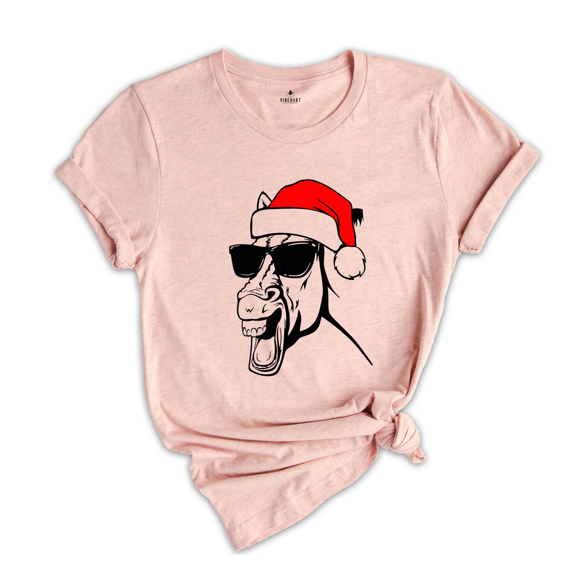 Horse Christmas Shirt, Farmer Christmas Costume, Horse T-Shirt, Animal Lover Shirt, Horse Lover Gift, Christmas Party Shirt