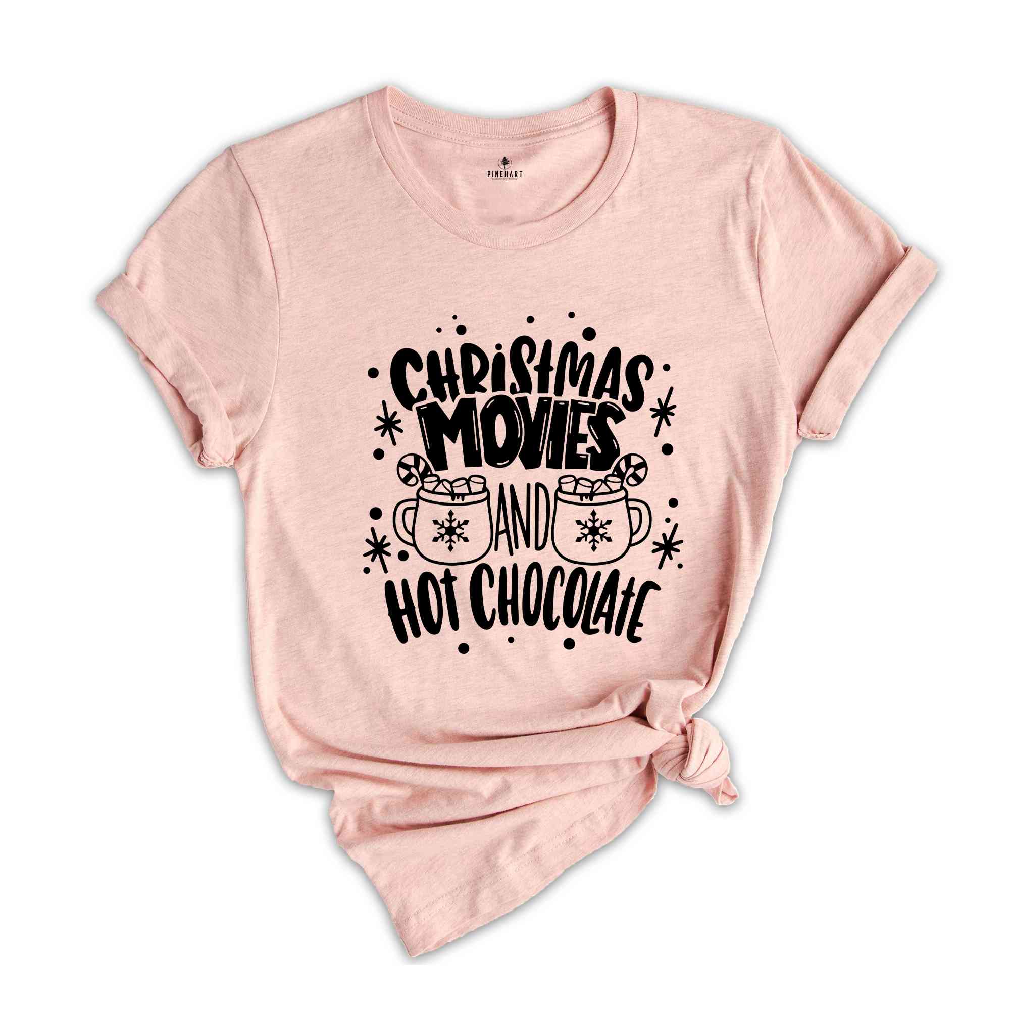 Hot Cocoa and Christmas T-Shirt, Christmas Shirt, Cute Holiday Tee, Hot Cocoa Shirt, Holiday Season Gift, Christmas Movies Sweatshirt