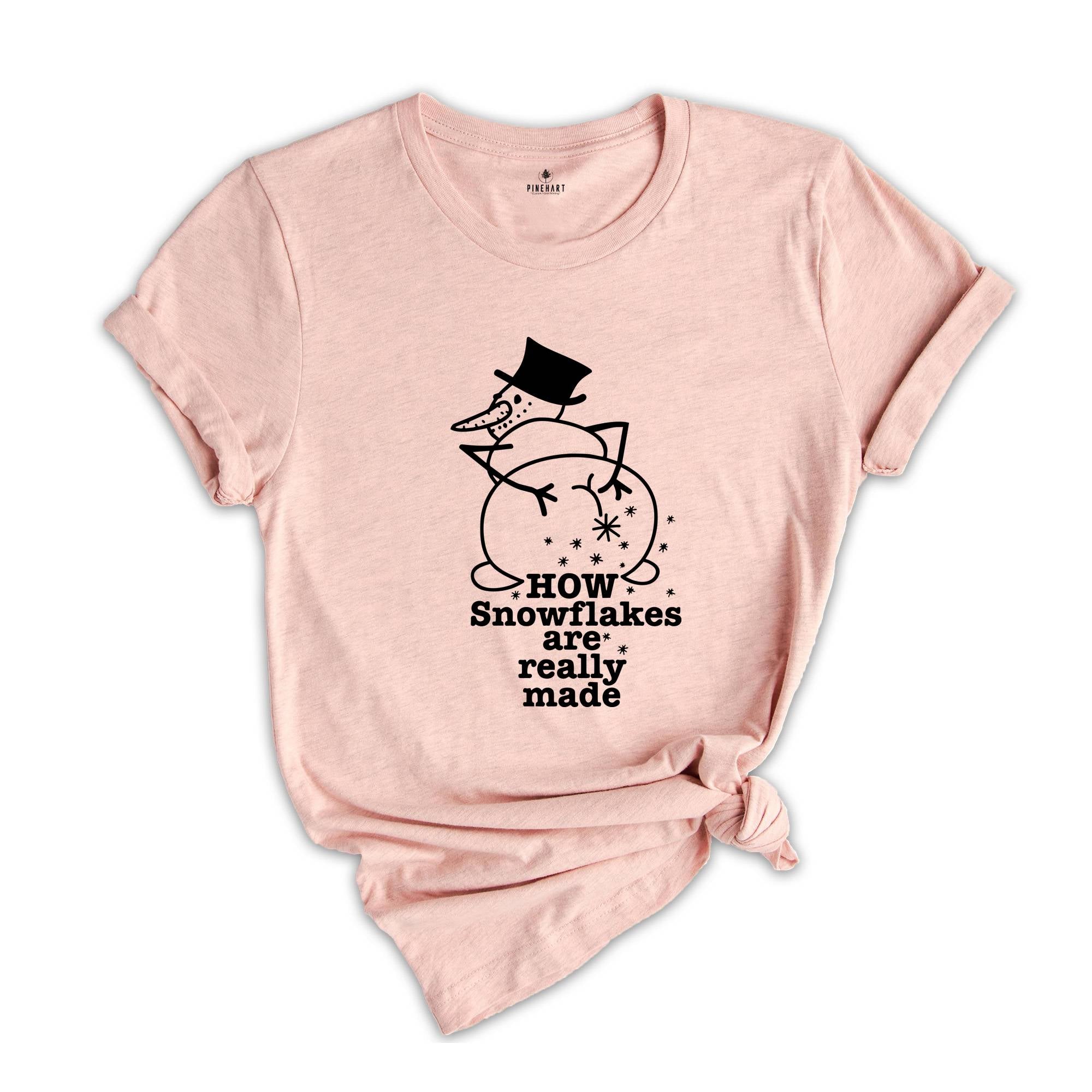 How Snowflakes are Really Made T-Shirt, Sarcastic Winter Shirt, Humorous Christmas Tee, Funny Xmas Gift, Funny Snowman Shirt