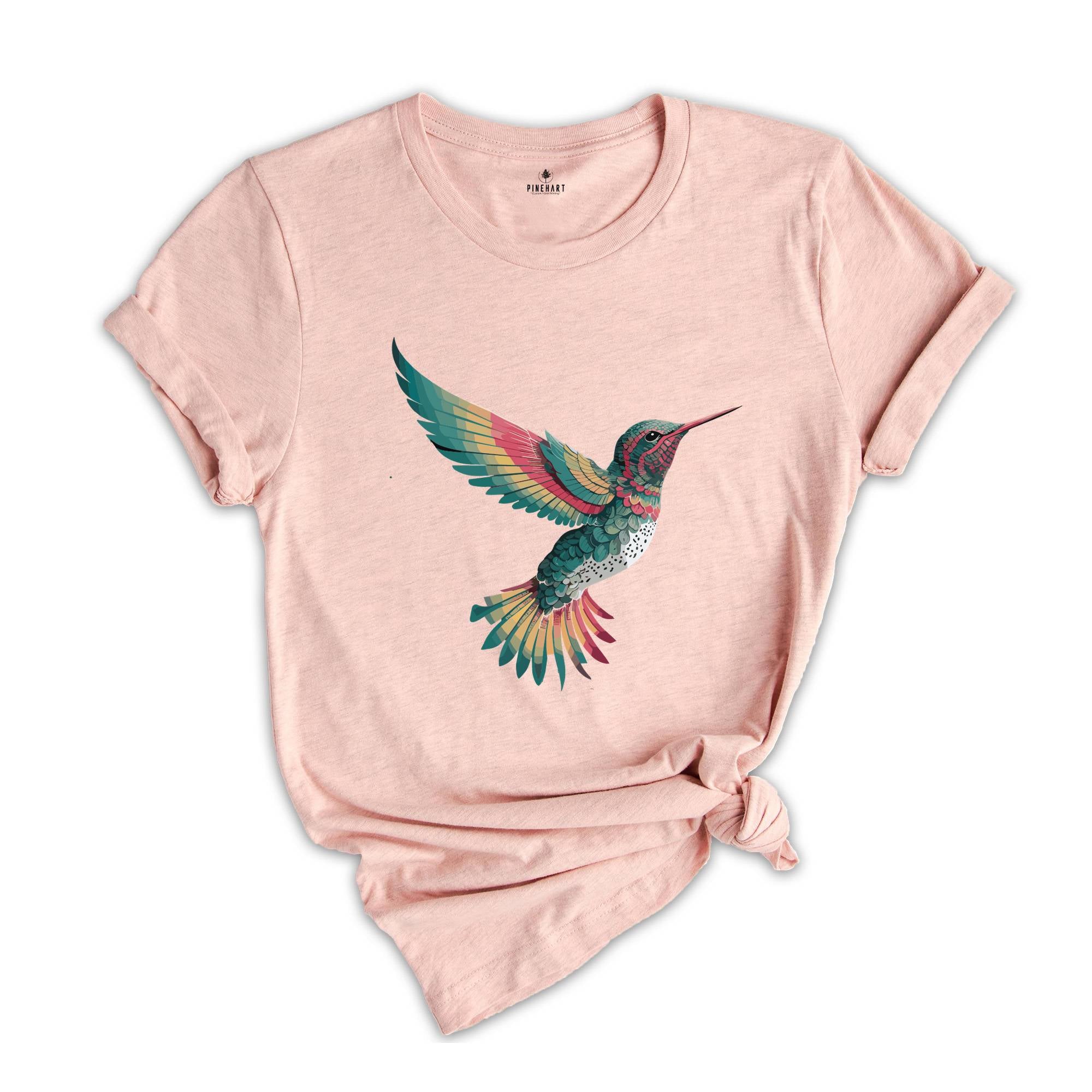 Hummingbird Shirt, Floral Hummingbird Shirt, Animal Lover Tee, Bird Lover T-Shirt, Spring Birds, Mandala Hummingbird Shirt