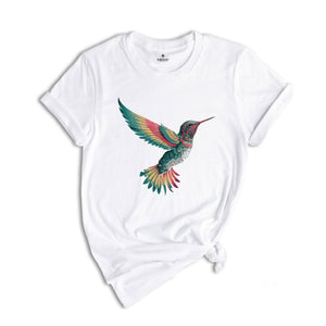 Hummingbird Shirt, Floral Hummingbird Shirt, Animal Lover Tee, Bird Lover T-Shirt, Spring Birds, Mandala Hummingbird Shirt
