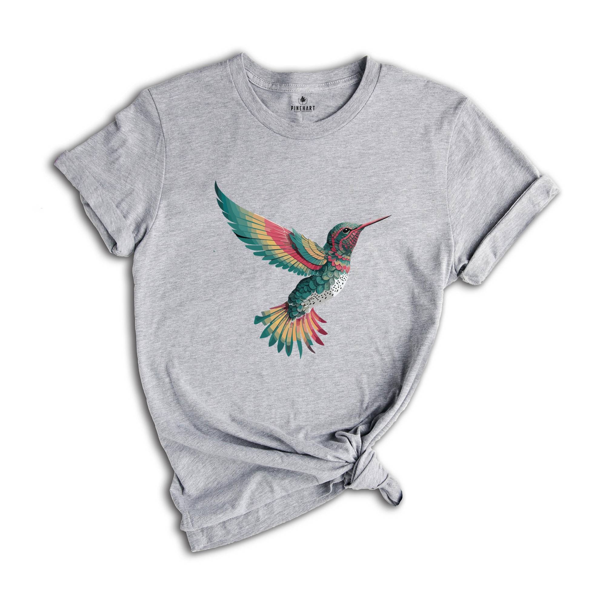 Hummingbird Shirt, Floral Hummingbird Shirt, Animal Lover Tee, Bird Lover T-Shirt, Spring Birds, Mandala Hummingbird Shirt