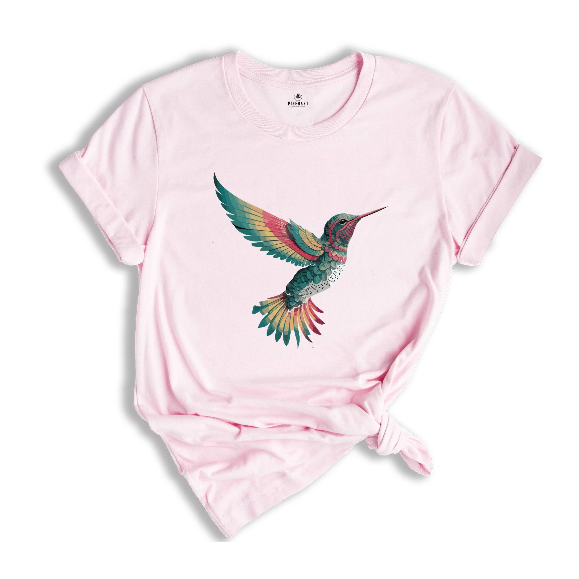 Hummingbird Shirt, Floral Hummingbird Shirt, Animal Lover Tee, Bird Lover T-Shirt, Spring Birds, Mandala Hummingbird Shirt