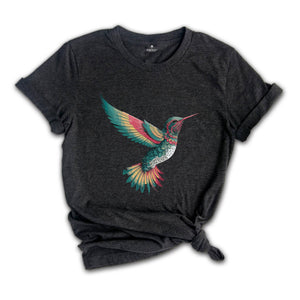 Hummingbird Shirt, Floral Hummingbird Shirt, Animal Lover Tee, Bird Lover T-Shirt, Spring Birds, Mandala Hummingbird Shirt