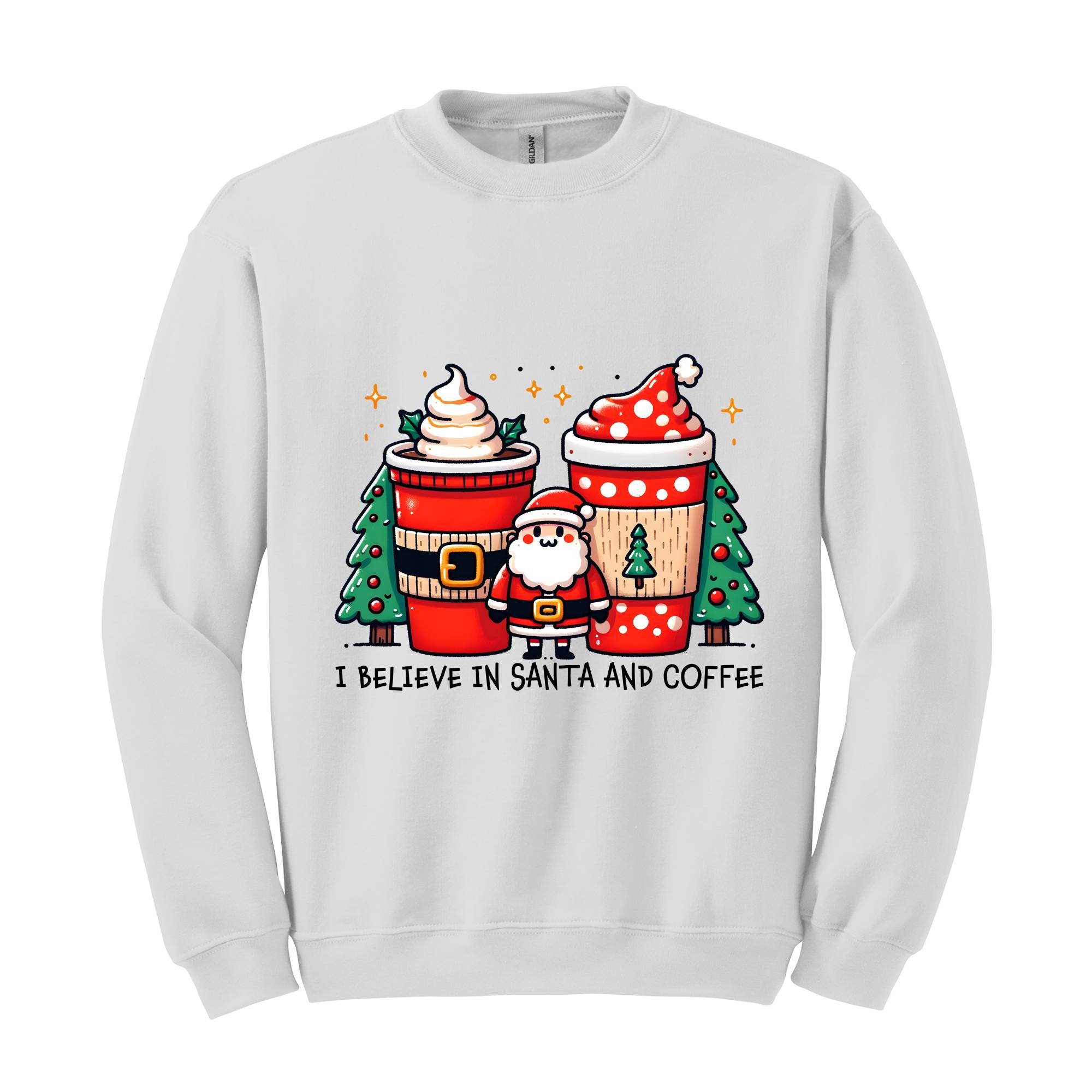 I Believe In Santa And Coffee Sweatshirt, Christmas Sweatshirt, Christmas Gifts, Christmas Party, Santa Claus Sweatshirt