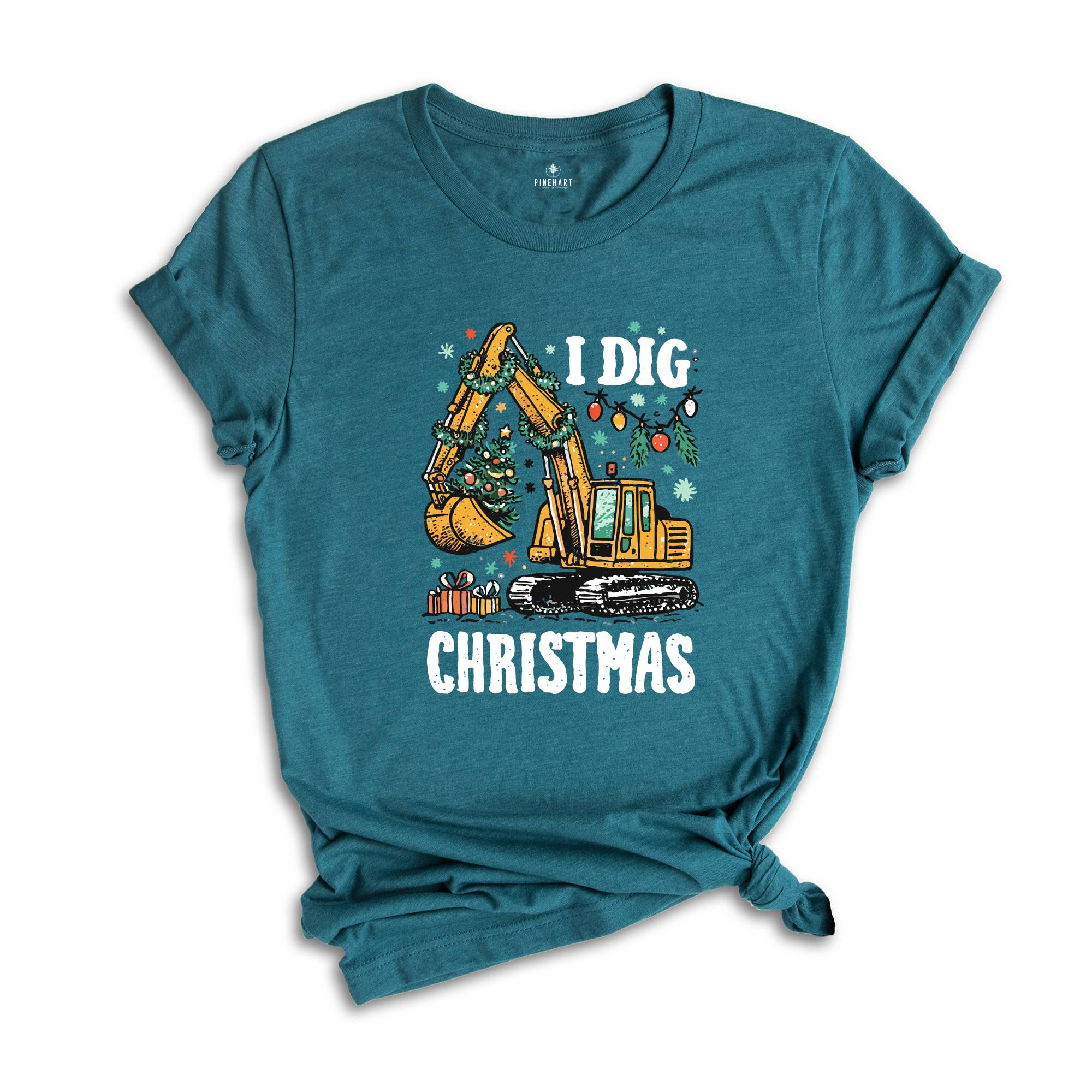 I Dig Christmas Shirt, Kids Christmas Shirt, Funny Xmas Tee, Excavator Shirt, Christmas Boys Shirt, Funny Kids Santa Tee, Holiday Kids Gifts