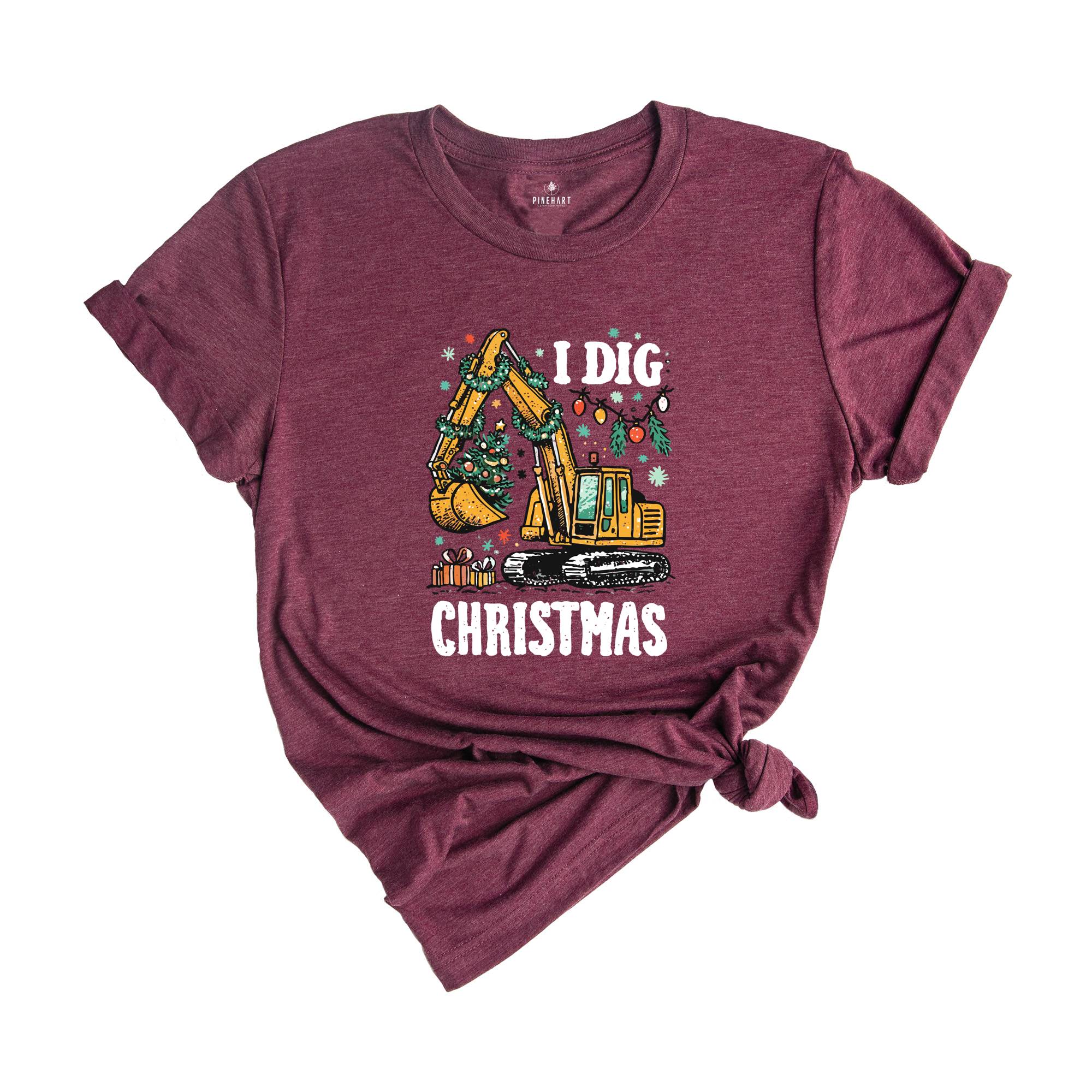 I Dig Christmas Shirt, Kids Christmas Shirt, Funny Xmas Tee, Excavator Shirt, Christmas Boys Shirt, Funny Kids Santa Tee, Holiday Kids Gifts