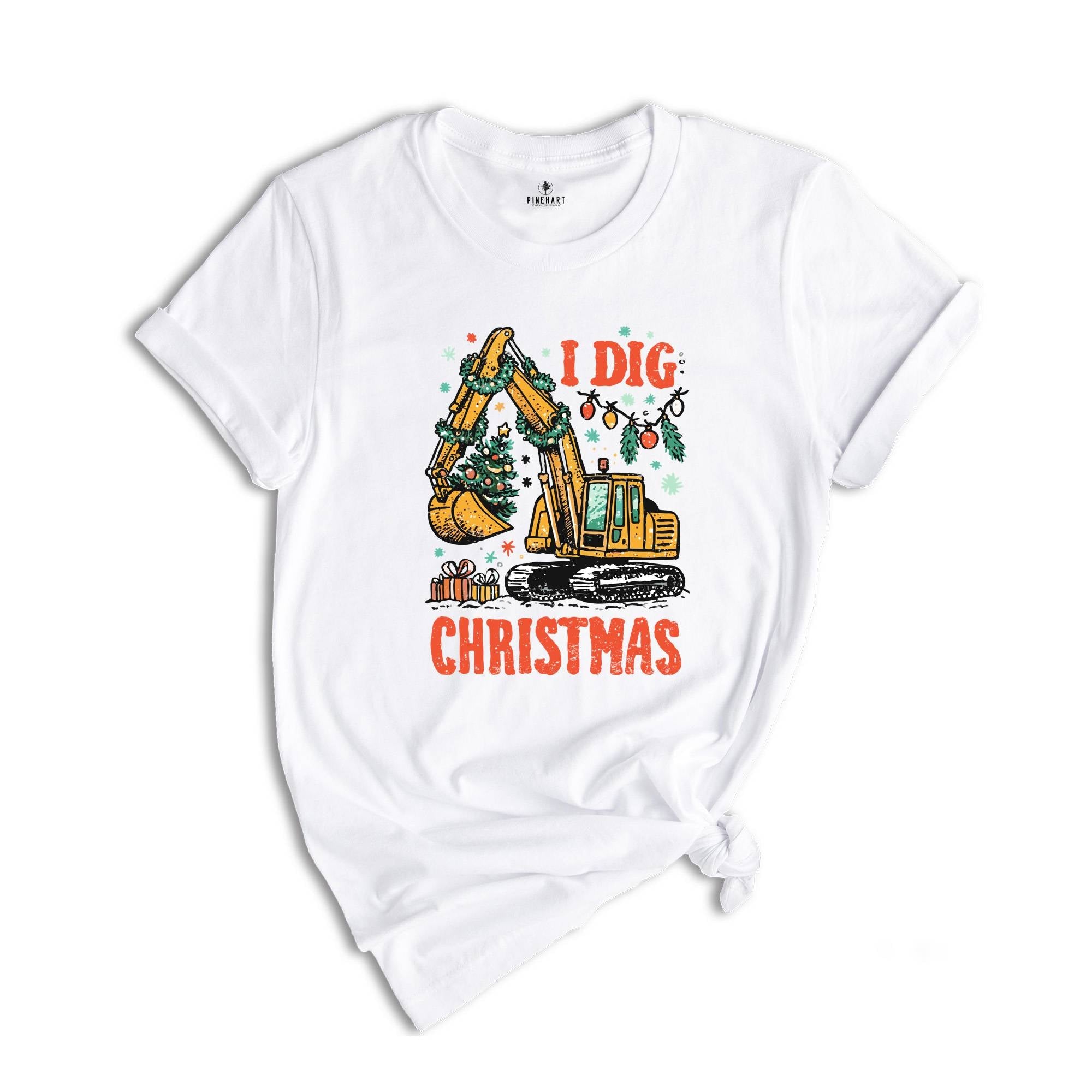 I Dig Christmas Shirt, Kids Christmas Shirt, Funny Xmas Tee, Excavator Shirt, Christmas Boys Shirt, Funny Kids Santa Tee, Holiday Kids Gifts