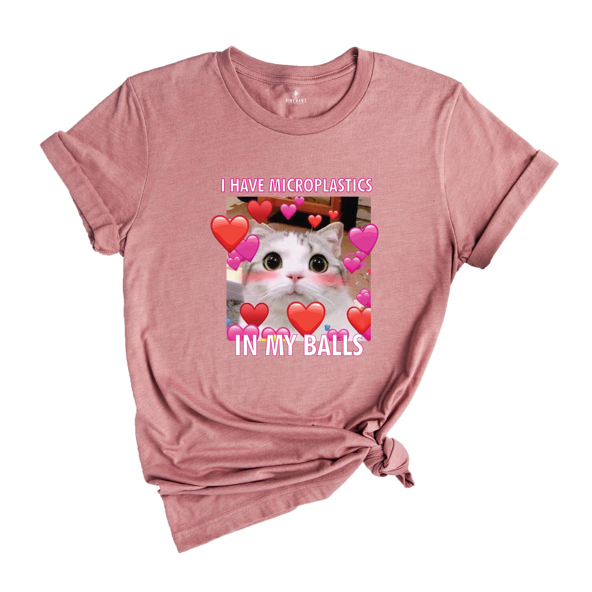 I Have Microplastics in my Balls Funny Cat Meme T-shirt, Ironic Cats Shirt, Stupid Silly Gifts, Goofy Ahh Cat Tee, Cat Meme Shirt