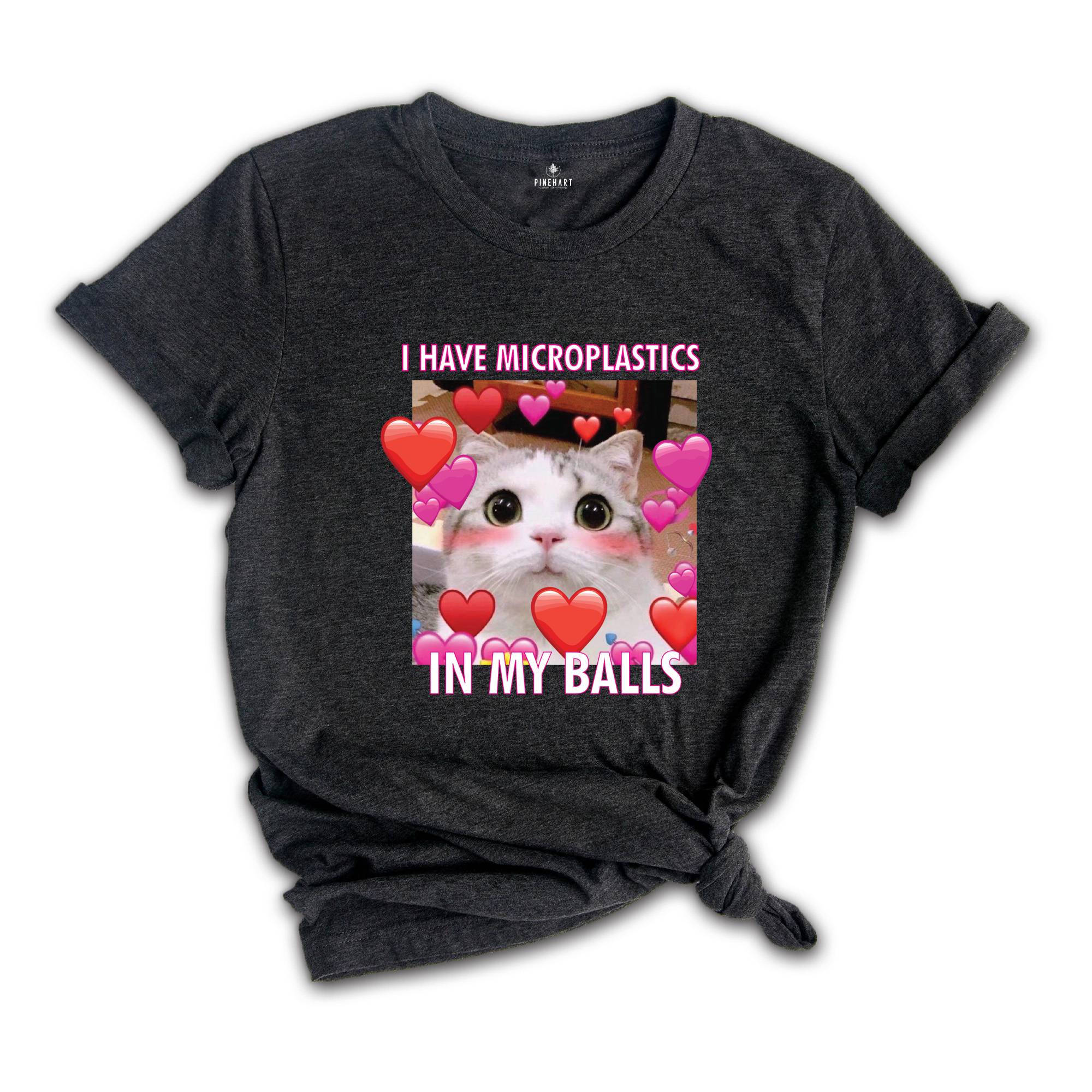 I Have Microplastics in my Balls Funny Cat Meme T-shirt, Ironic Cats Shirt, Stupid Silly Gifts, Goofy Ahh Cat Tee, Cat Meme Shirt