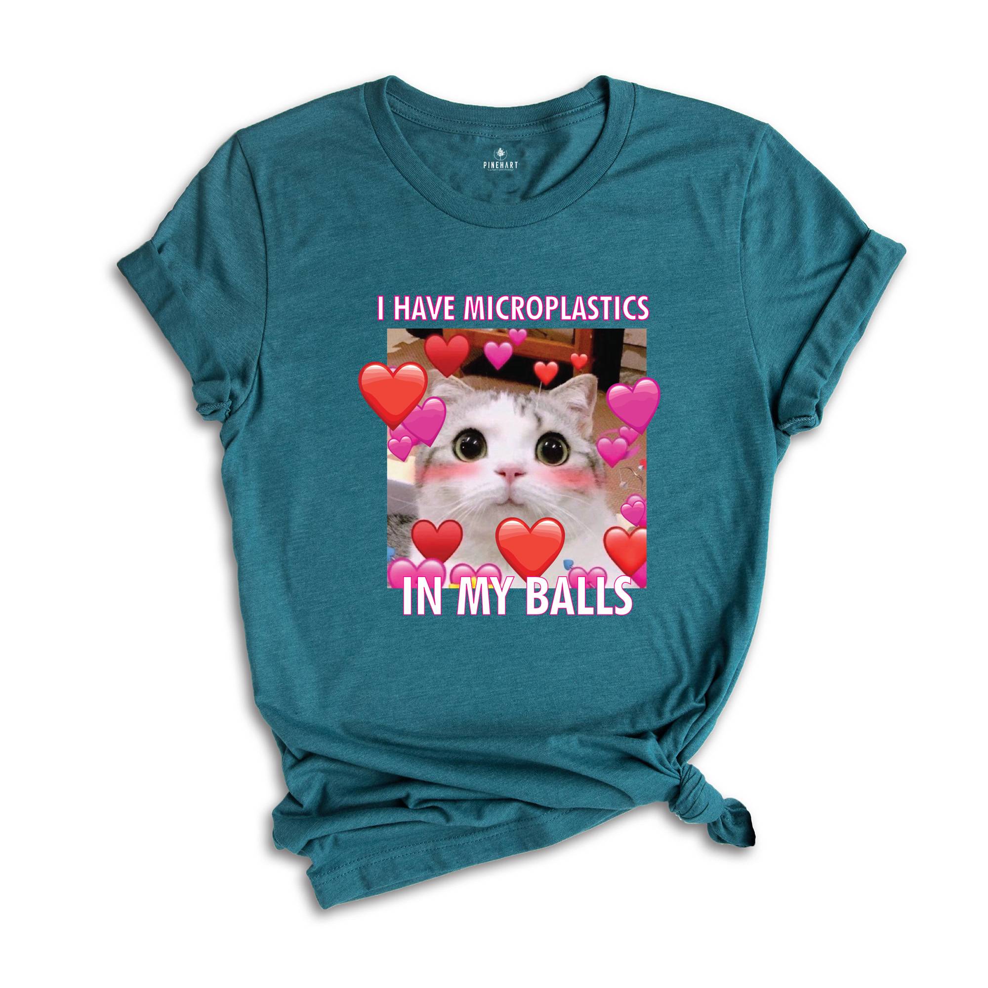 I Have Microplastics in my Balls Funny Cat Meme T-shirt, Ironic Cats Shirt, Stupid Silly Gifts, Goofy Ahh Cat Tee, Cat Meme Shirt