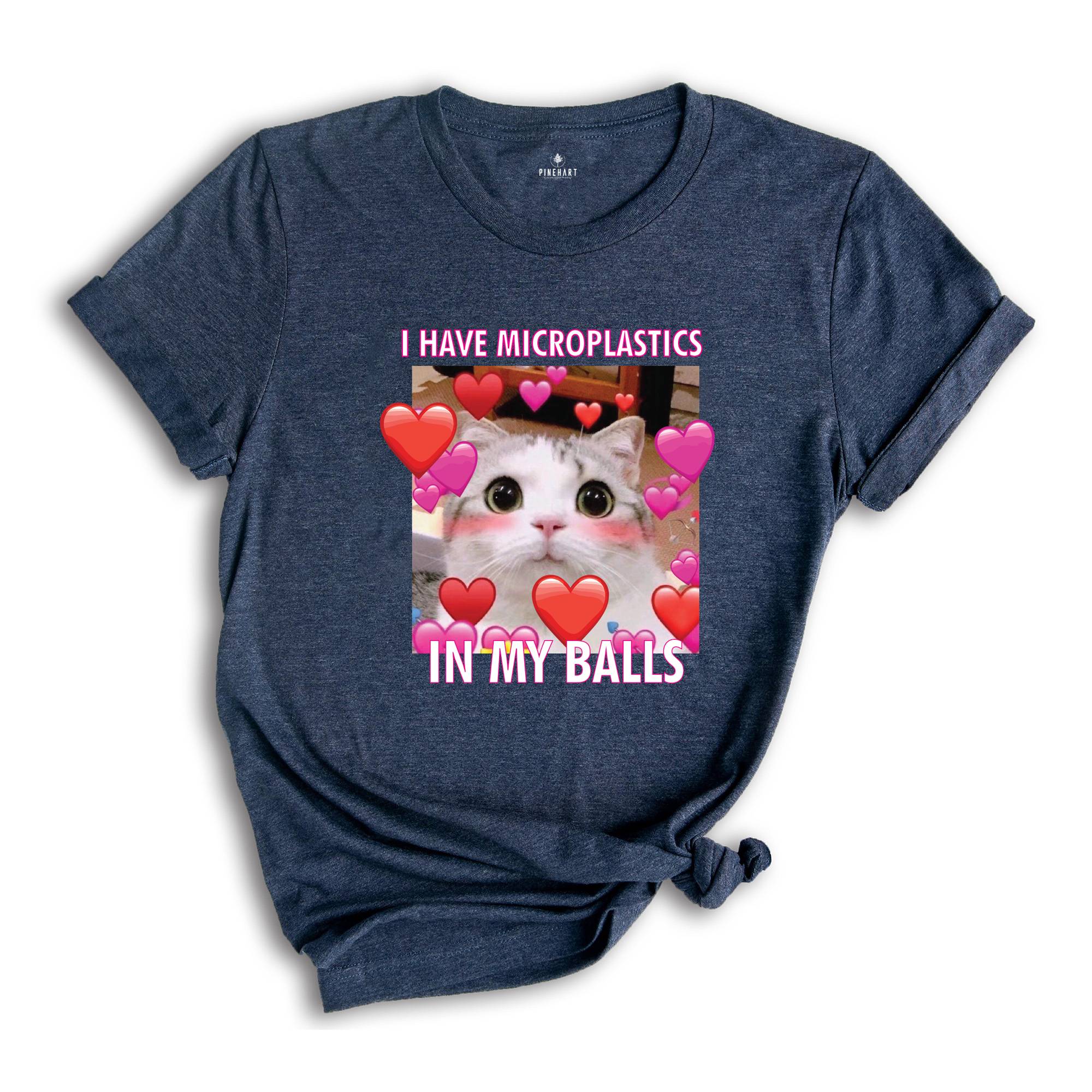 I Have Microplastics in my Balls Funny Cat Meme T-shirt, Ironic Cats Shirt, Stupid Silly Gifts, Goofy Ahh Cat Tee, Cat Meme Shirt