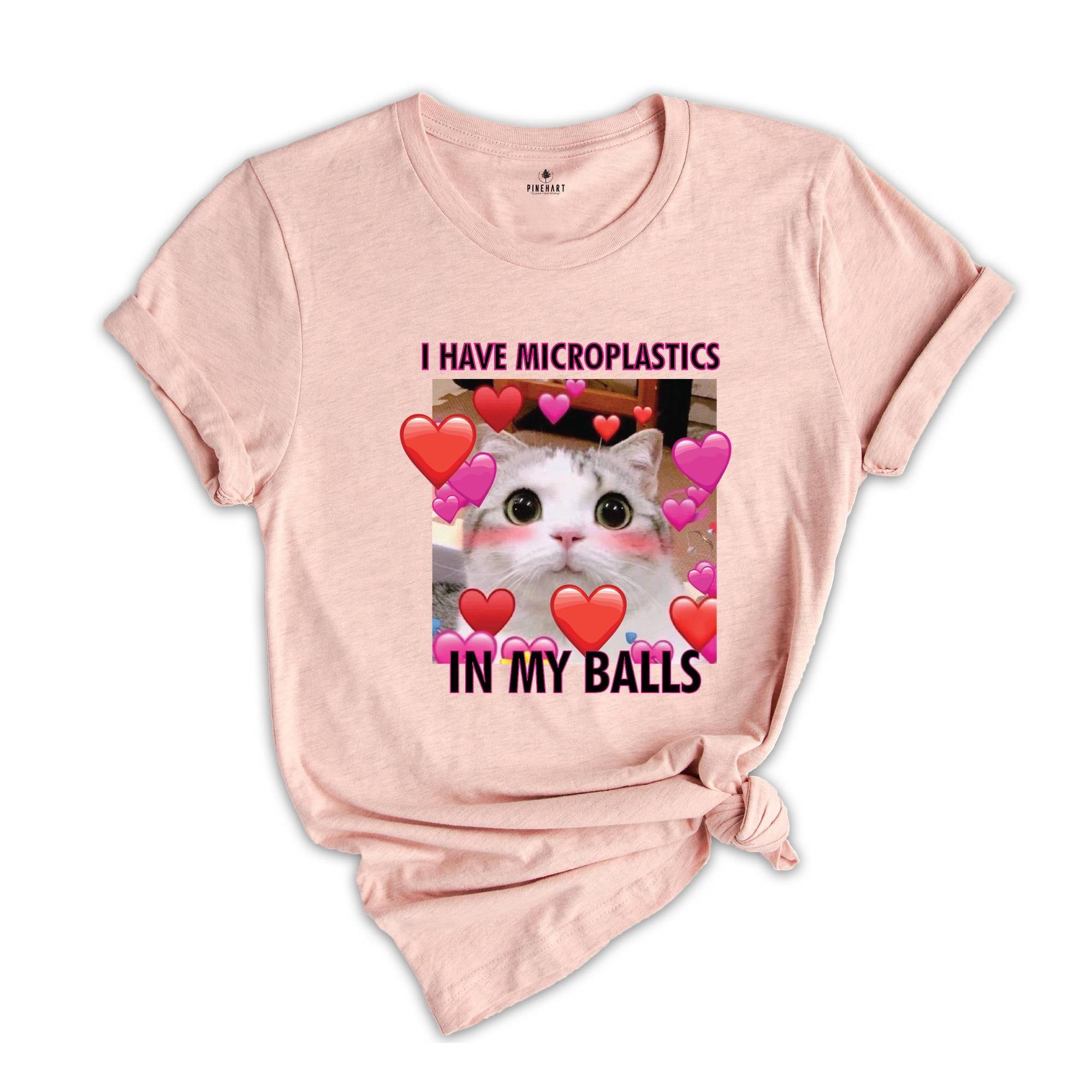 I Have Microplastics in my Balls Funny Cat Meme T-shirt, Ironic Cats Shirt, Stupid Silly Gifts, Goofy Ahh Cat Tee, Cat Meme Shirt