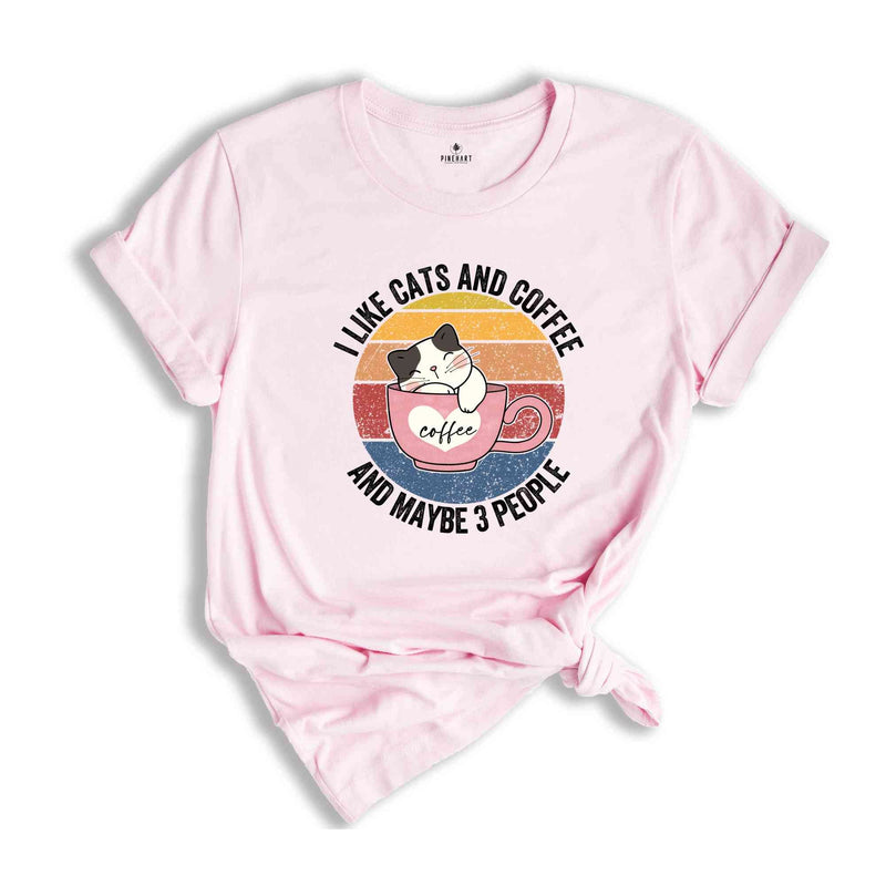 I Like Cats And Coffee Shirt, Coffee Lover T-Shirt, Funny Cat Shirt, Cat Mom Gift, Cat Lover Shirt, Retro Coffee Shirt, Vintage Cat Tee