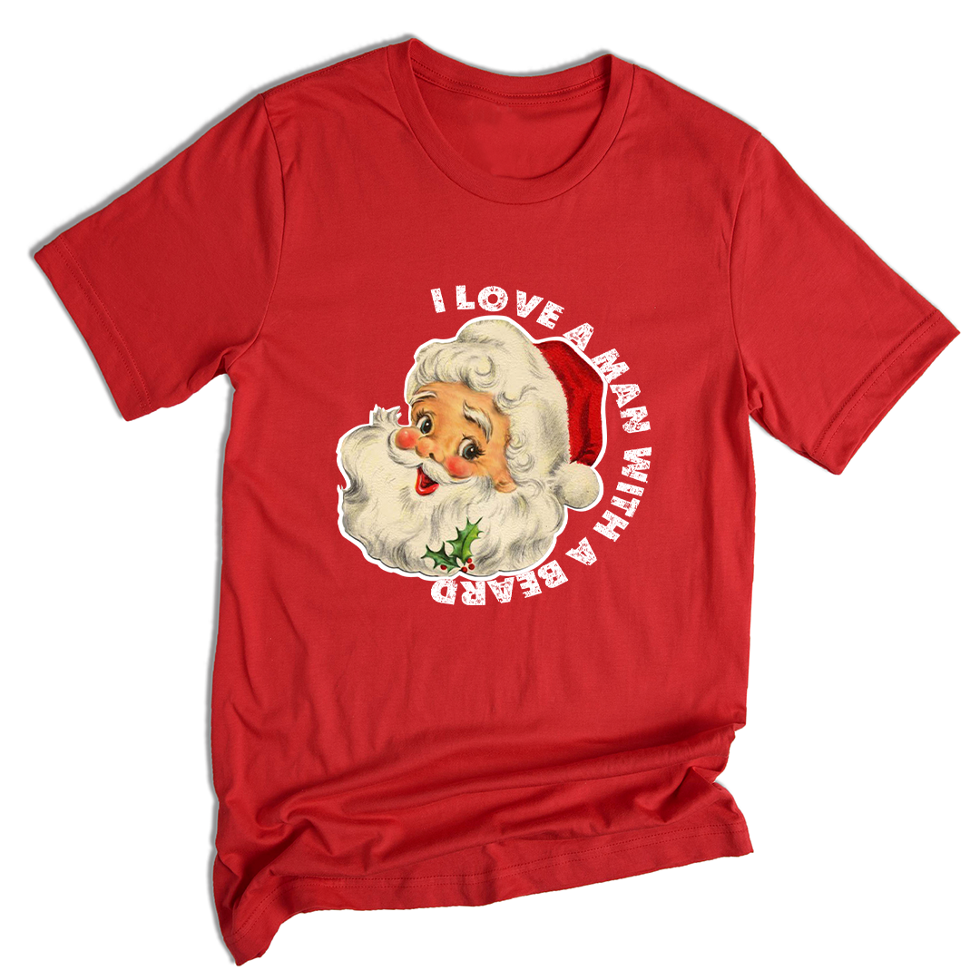 I Love a Man With a Beard Shirt, Vintage Santa Shirt, Funny Xmas Shirt, Holiday Apparel, Christmas Sweatshirt, Santa Shirt