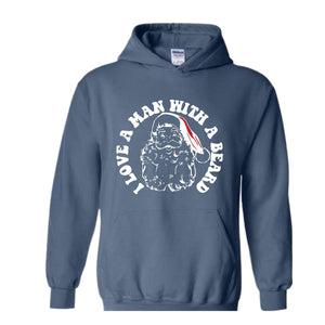 I Love a Man With a Beard Sweatshirt, Vintage Santa Sweater, Funny Xmas Hoodie, Holiday Apparel, Christmas Sweatshirt, Santa Gift