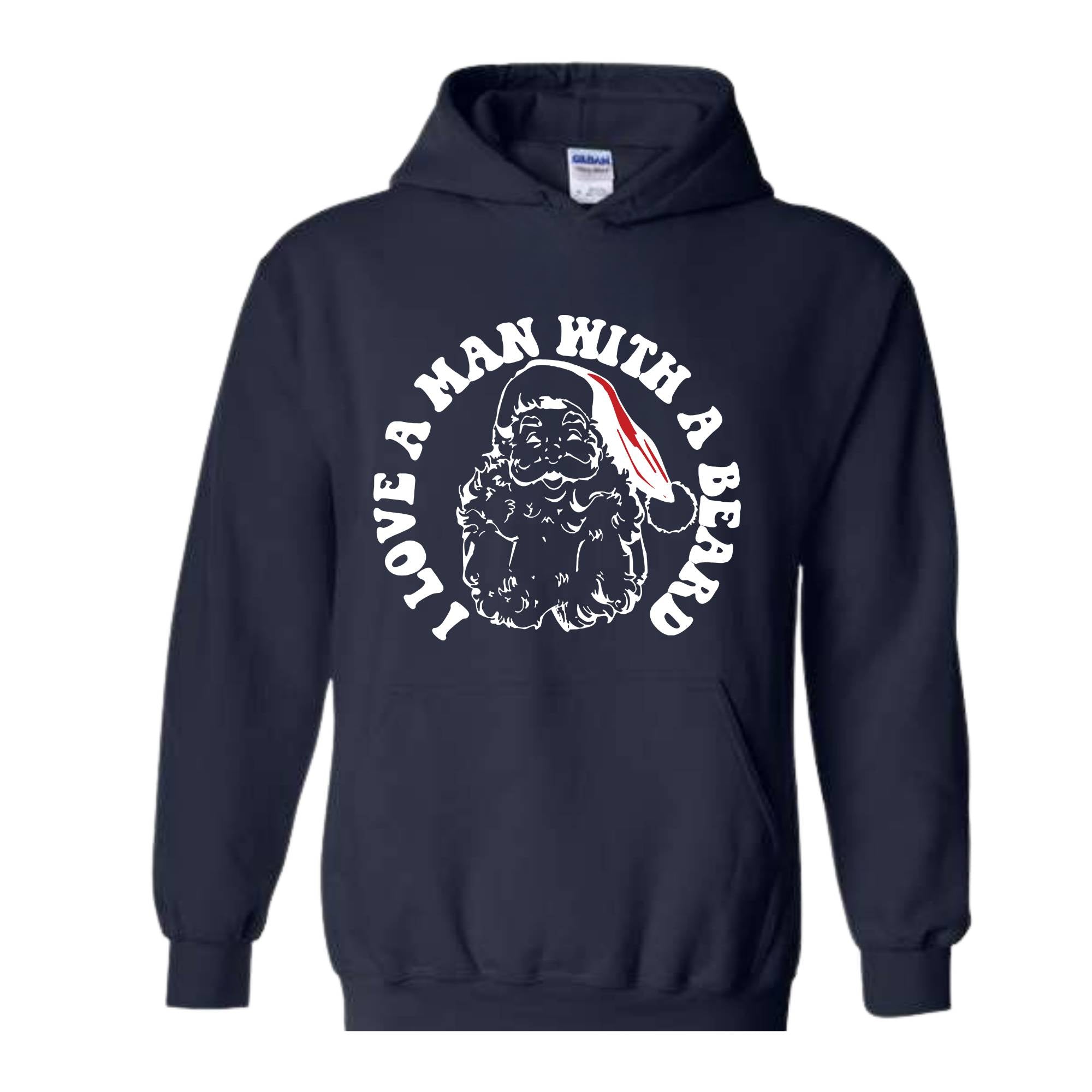I Love a Man With a Beard Sweatshirt, Vintage Santa Sweater, Funny Xmas Hoodie, Holiday Apparel, Christmas Sweatshirt, Santa Gift