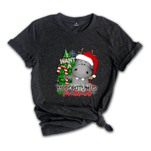 I Want A Hippopotamus For Christmas Shirt, Christmas Hippo Shirt, Funny Christmas Shirt, Christmas Gift, Holiday Tee