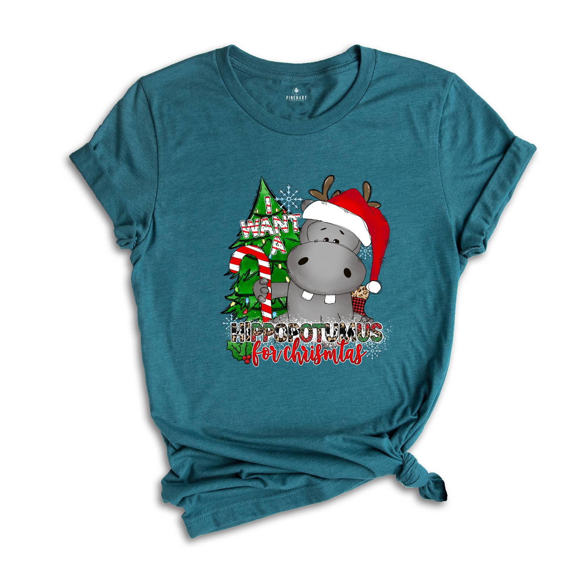I Want A Hippopotamus For Christmas Shirt, Christmas Hippo Shirt, Funny Christmas Shirt, Christmas Gift, Holiday Tee
