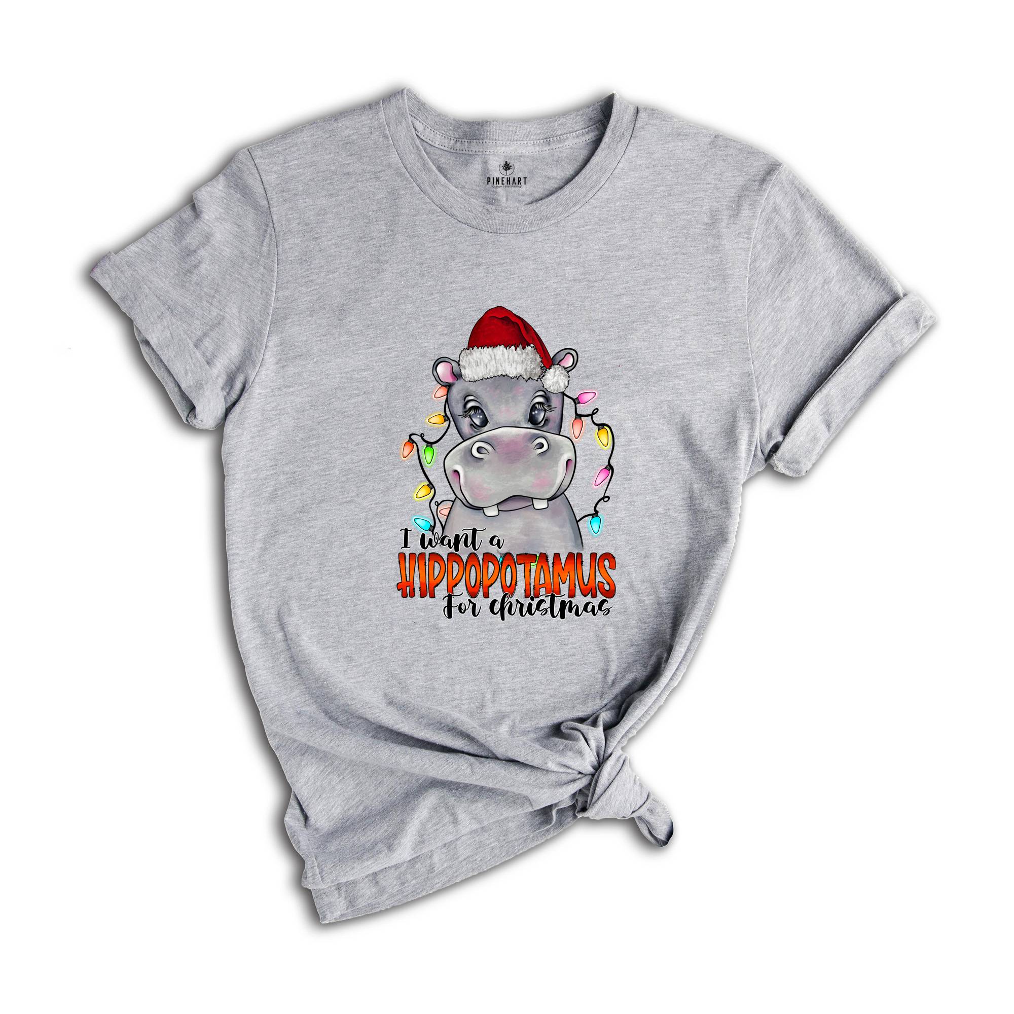 I Want A Hippopotamus For Christmas T-Shirt, Christmas Hippo Shirt, Funny Christmas Gift, Christmas Tee, Xmas Shirt, Xmas Gift, Holiday Tee