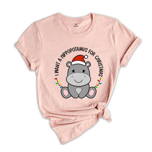 I Want A Hippopotamus For Christmas T-Shirt, Christmas Hippo Shirt, Funny Christmas Tee, Christmas Gift, Xmas Pajamas