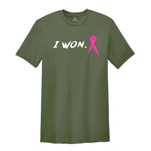 I Won Cancer Awareness Shirt, Cancer Awareness, Breast Cancer Shirt, Breast Cancer Ribbon, Pink Ribbon Shirt, Cancer Support Shirt