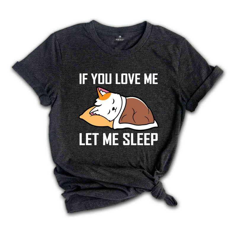 If You Love Me Let Me Sleep Lazy Cat T-Shirt, Sleeping Cat Shirt, Funny Cat Owner T-Shirt, White Cat Sleeping